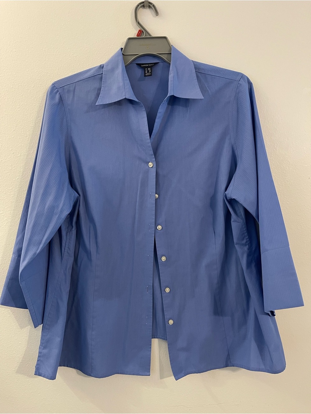 Lands' End Men's Light Blue Button-Front Dress Shirt